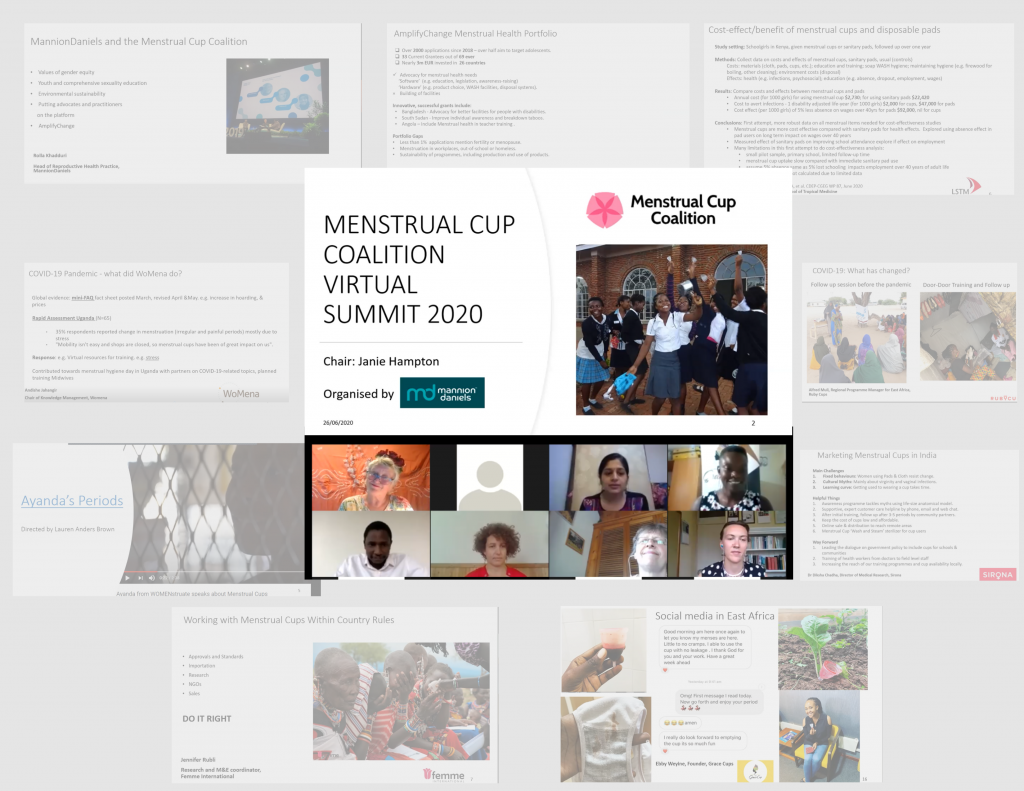 A screenshot of the participants at the Menstrual Cup Coalition summit